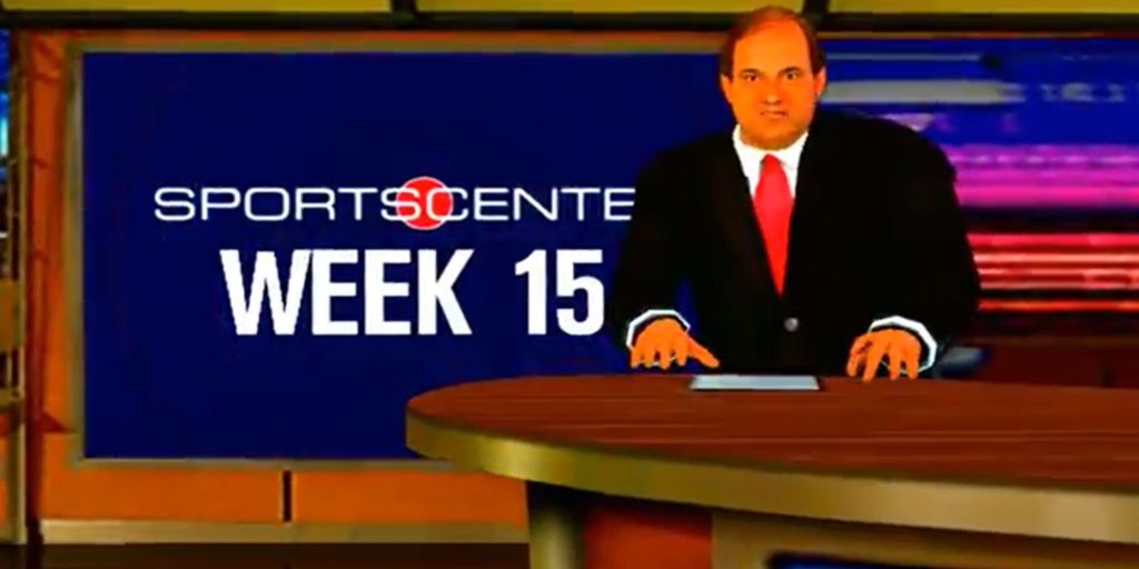 ESPN Anchor Chris Berman staring into the camera to deliver another SportsCenter